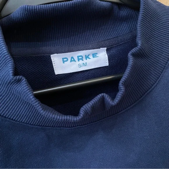 Parke Navy Crew Sweatshirt with Orange Collegiate Letters - Picture 6 of 7